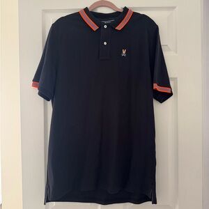 Psycho Bunny Black Polo with Orange Trim